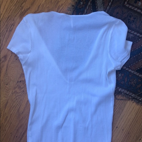 Free People Deep V Rib Tee in White - Picture 8 of 8